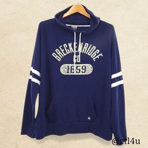 Breckenridge CO 1859 Hoodie Navy Blue L Collegiate Pullover Fleece Sweatshirt